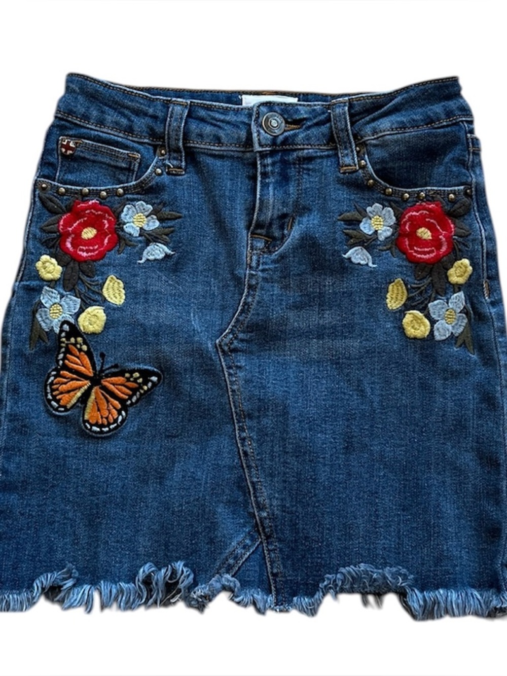 Hudson 12 denim skirt embroidered